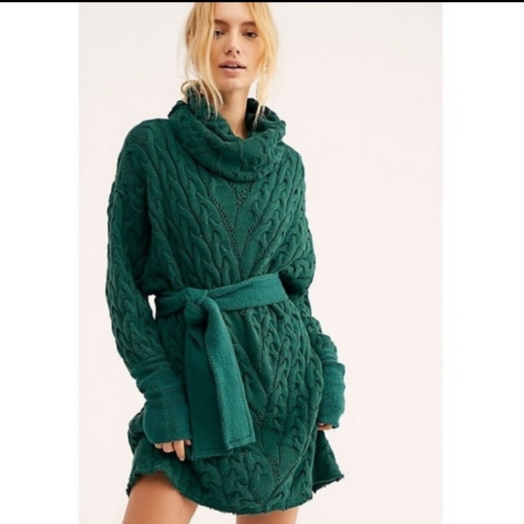 Iso!! Free People Cable Knit Cowl Neck Sweater Dress